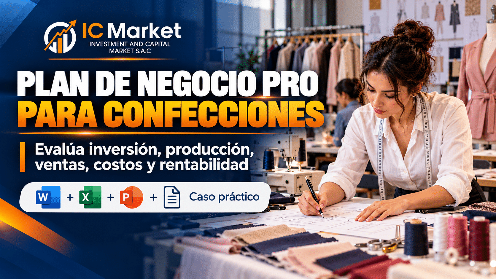 Plan de Negocio PRO para Confecciones de IC MARKET: inversión, producción, ventas, costos y rentabilidad